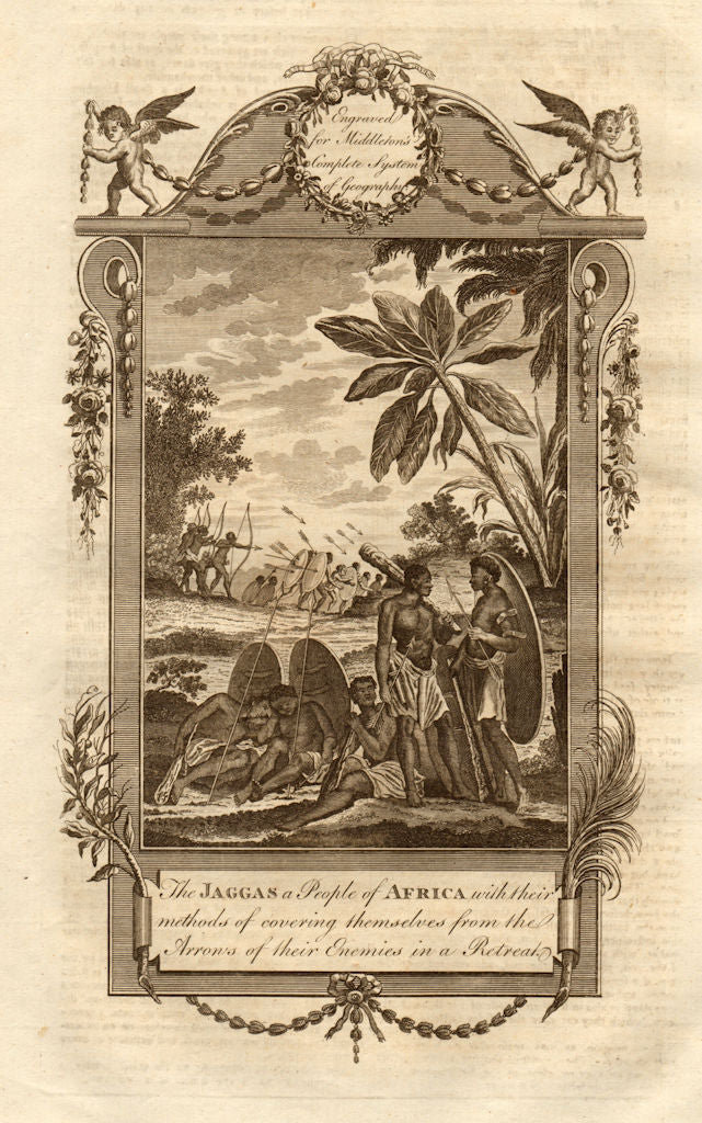 The Jaggas a people of Africa defending themselves. Jaga. Congo. MIDDLETON 1779